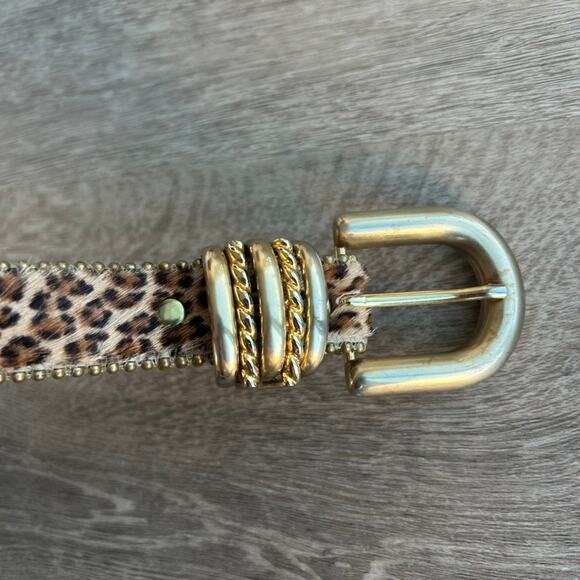 Vintage Leatherock Leopard Haircalf Belt Gold Hardware Y2K Statement Leather 90s main image 11